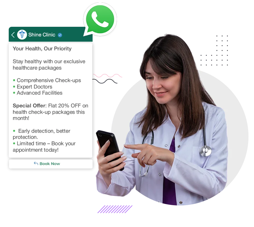HillTeck WhatsApp automation dashboard for healthcare showing appointment scheduling and patient engagement